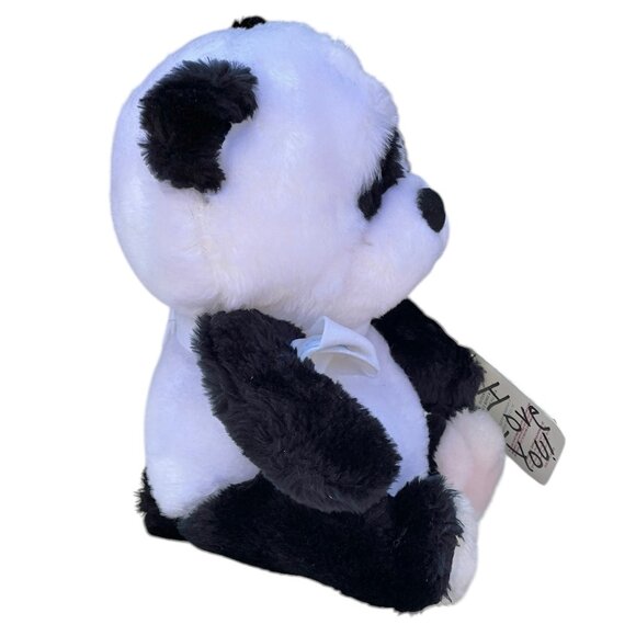 Boo Boo Panda Plush Toy By Applause 8" Black & White Stuffed Animal With Ribbon - Picture 4 of 12
